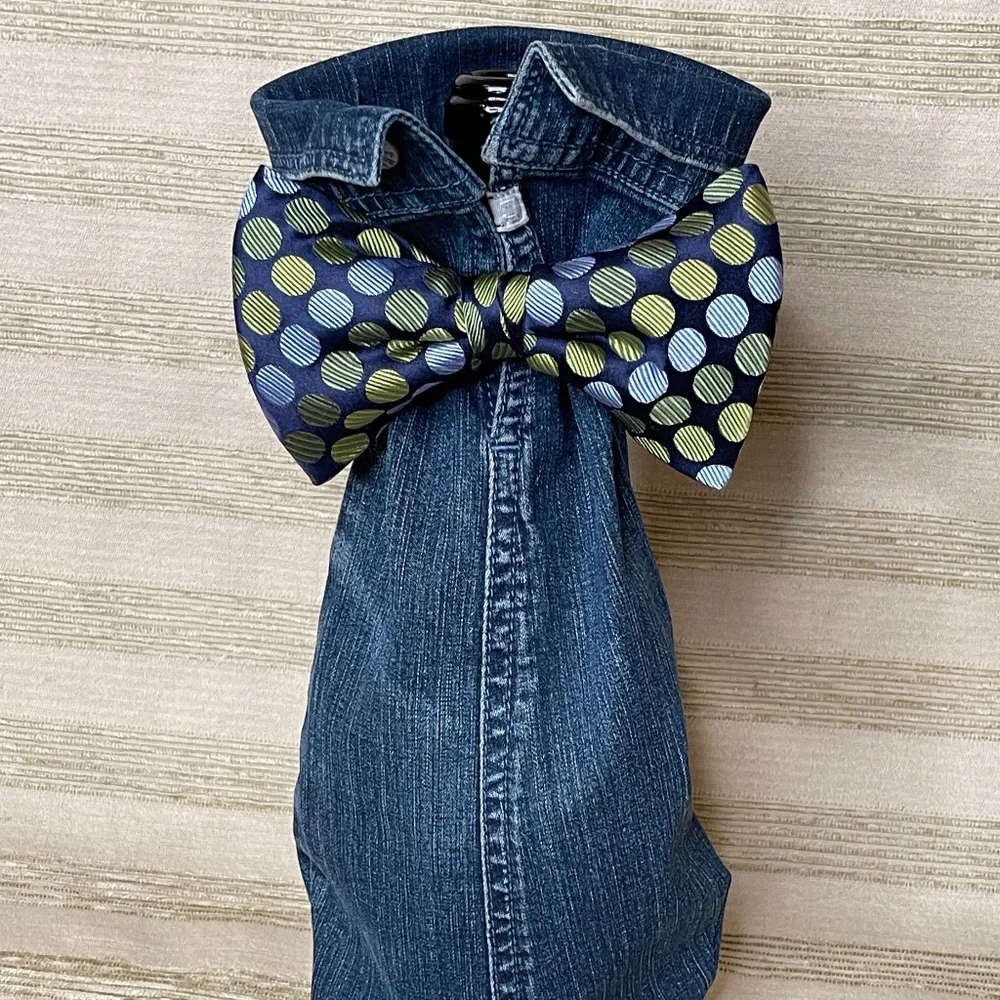 Handcrafted Wine and Liquor Bottle Gift Bag Made From Shirt and Tie